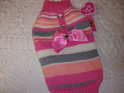 PINK Multi-Stripe BOW Sweater Dog S M L New pet petco Smoochie Pooch large
