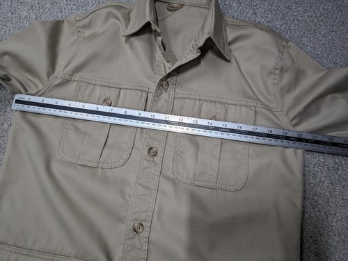 WOOLRICH Vintage Men's Safari Beige Cargo Outdoor Utility Over Shirt Jacket - S - Picture 10 of 13