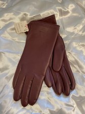 VINTAGE NWT Sears WOMANS BROWN Faux LEATHER Driving GLOVES Fourchette Lined