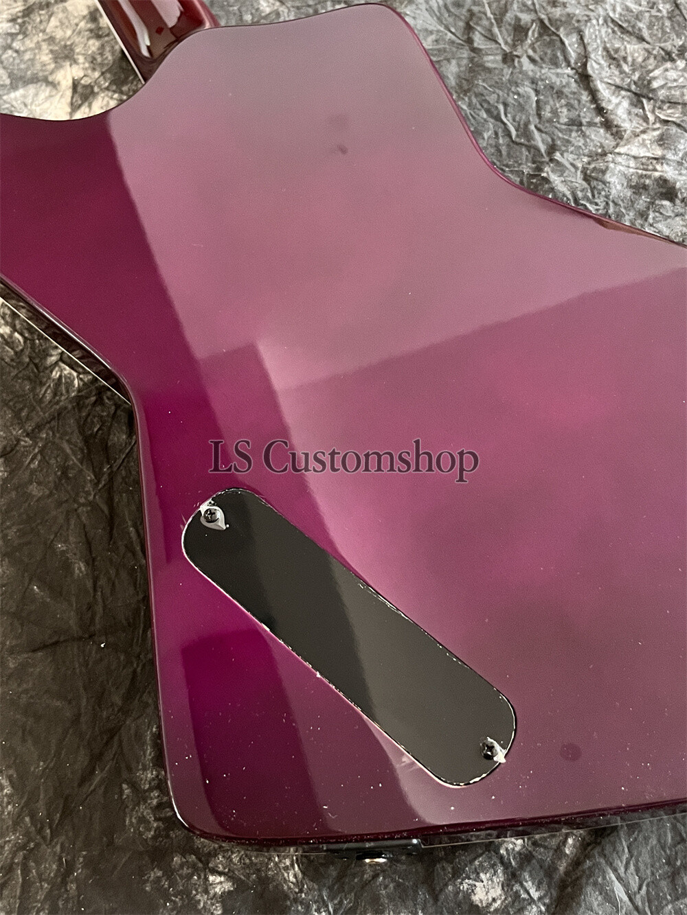 Custom Purple Explorer Electric Guitar Burl Maple Top Mahogany Body 6