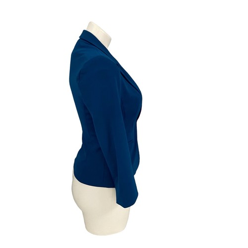 Forever 21 Blazer Women Small Blue Knit Work Office Jacket Basic Capsule Minimal - Picture 10 of 17