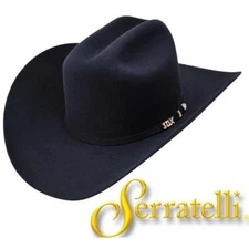 SERRATELLI 10X Cali Style BLACK 4" BRIM WESTERN COWBOY HAT ALL SIZES 