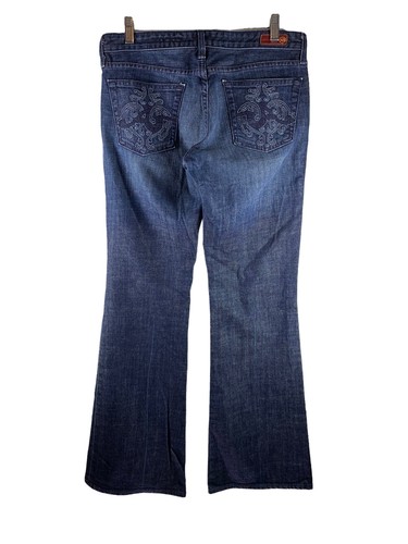 AG The Club Embroidered Dark Wash Denim Flare Boot Cut Jeans Size 30 - Picture 5 of 7