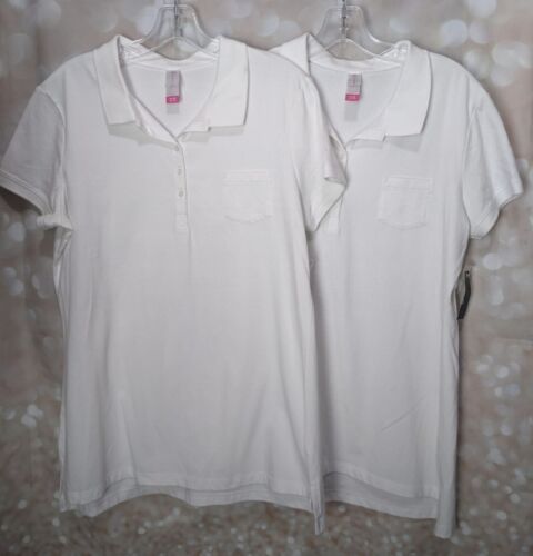 No Boundaries Women's Junior's White Short Sleeve Polo Shirt Lot of 2 NWT Sz XL