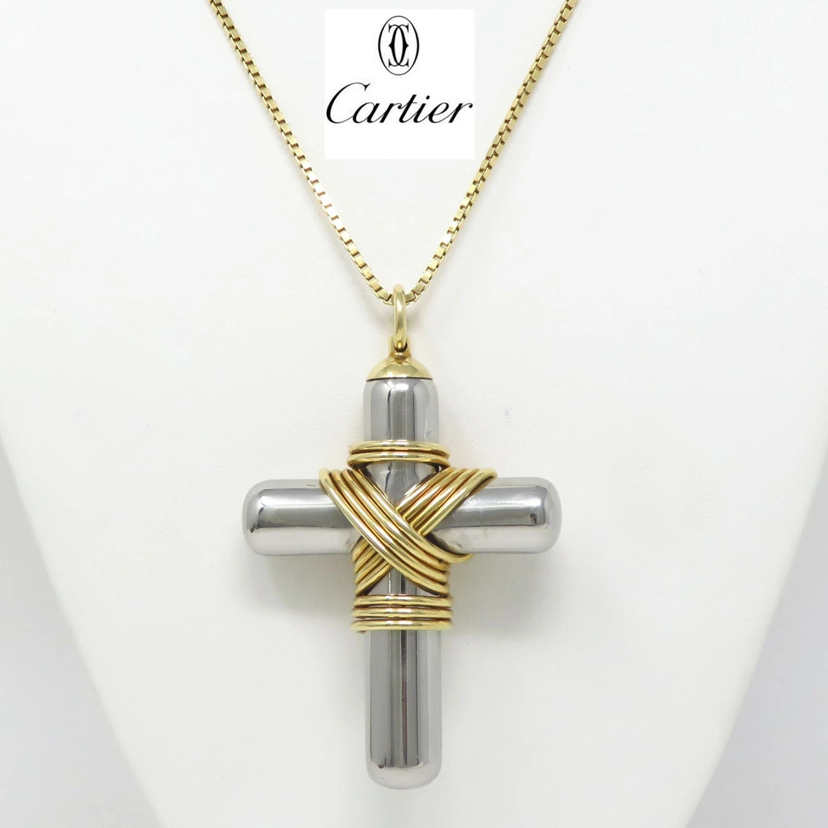 NYJEWEL Cartier Solid Gold Platinum Plated Huge Cross Pendant