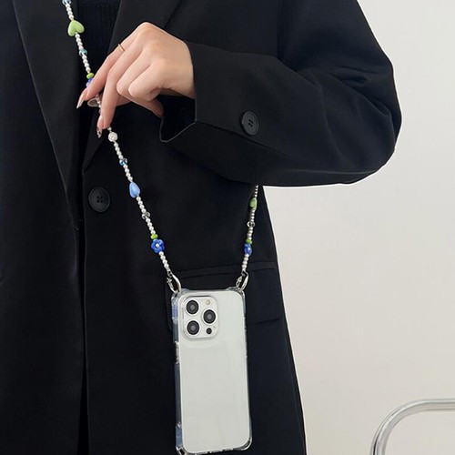 Anti-lost Flower Love Heart Pearl Beaded Crossbody Long Phone Chain Bags Decor - Zdjęcie 3 z 5