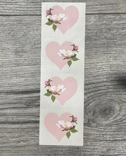 Vintage Mrs Grossmans Sticker Sheet 90’s Pink Hearts Valentines Floral Rare HTF