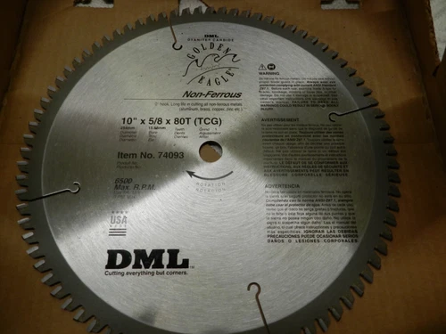 DML 10inch 80T Industrial Carbide Tipped Saw Blade Non-Ferrous Metal Cutting USA