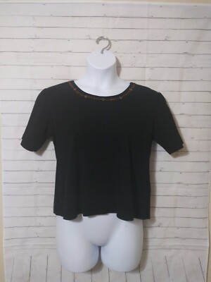 Women's Charity Black Embellished Knit Top, Size XL