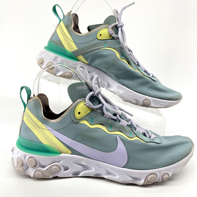 Nike React Element 55 Women's 9.5 Ocean Cube Running Blue Yellow