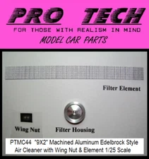 PTMC 44 9"X2" Aluminum Edelbrock Style Air Cleaner 1:25 LBR Model Parts PRO TECH