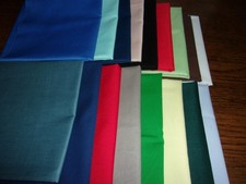 17 fat quarters cotton blend 18X22" new no duplicates solids