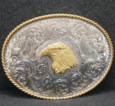 XF01124 SWEET VINTAGE 1970s EAGLE HEAD BIRD ANIMAL ARTWORK MENS BELT BUCKLE