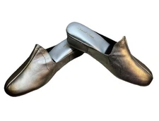 Daniel Green GLAMOUR Pewter Kidskin Leather Slippers Size 7M NEW UNWORN In Box