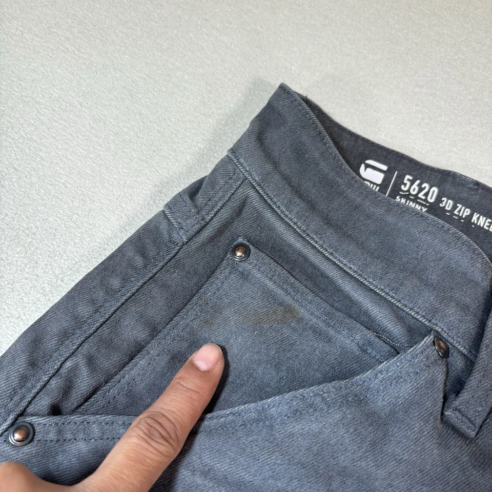 G-Star Raw 5620 3D Zip Knee Skinny Jeans Mens 34/32 Gray Denim Mid Rise Hipster - Image 4 of 4