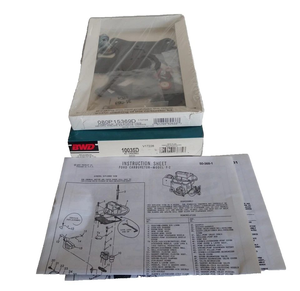 Carburetor Repair Kit for Carburetor Ford 2 BBL BWD 10035D (Made in USA) - Image 4 of 4
