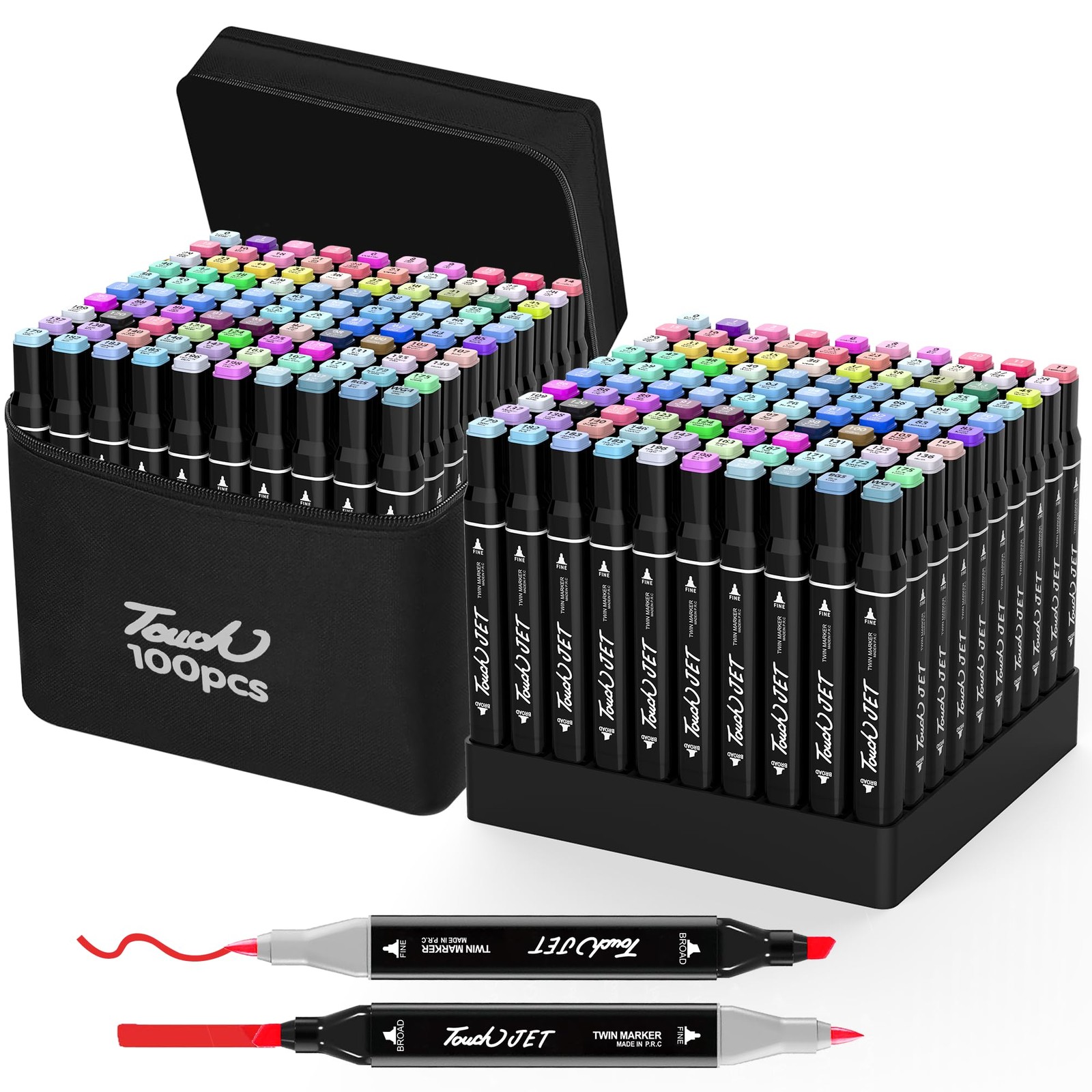 100-Color Dual-Tip Alcohol Art Markers for Drawing & Coloring-image