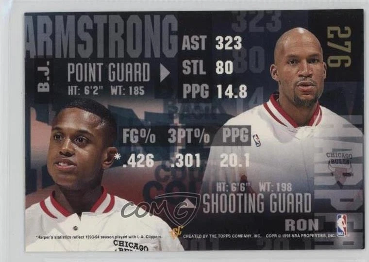 1994 Topps Stadium Club Back Court Tandem Members Only BJ Armstrong Ron Harper - Image 2 of 2