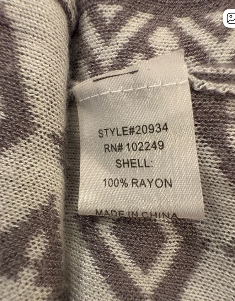 Cárdigan abierto Skies Are azul crema y gris tejido geométrico línea larga Foto 4 de 4