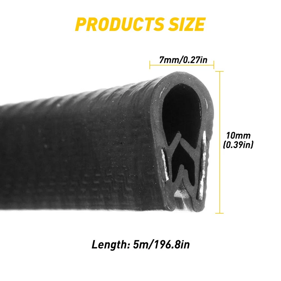 Protector protector de cerradura de borde de puerta de ventana de moldura de sello de goma para automóvil de 16 pies Foto 2 de 4