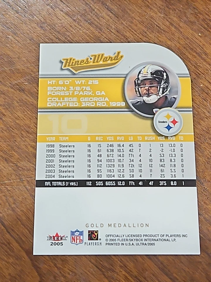 2005 Ultra #10 Hines Ward Gold Medallion Die Cut - Image 2 of 2