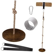 Wooden Round Disc Rope Swing 51  -73  Adjustable Climbing Rope Tree Swing with