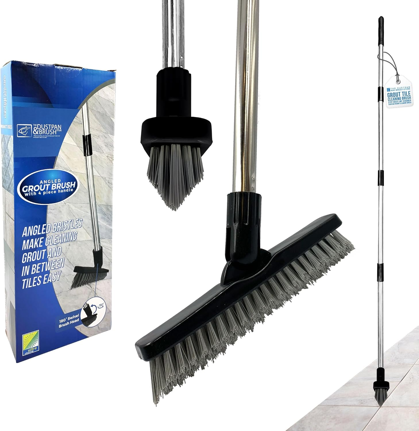 Angled Grout Cleaning Brush, Stiff Bristle Bath Scrubber Floor Grout Cleaner wit