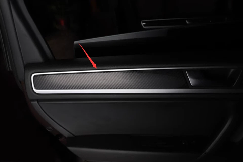 Real Carbon Fiber Inner Door Panel Decor Cover For Volkswagen Touareg 2011-2018 - Image 2 of 4