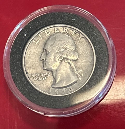 1934 Washington Quarter- Nice XF Condition- - 90% Silver 👍w/Capsule