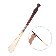 Long Wooden Shoehorn Stick, 15" Ergonomic Handle Shoe Lifter, Wide Plastic Tip