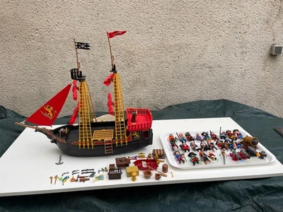 Lot Playmobil 3791 Vintage - Capitaine Pirate, Tonneau, Bouteille - Très Bon état