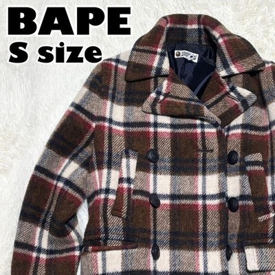 A Bathing Ape Wool P Coat S Near Mint Check Lovegene Vintage Mens Outerwear