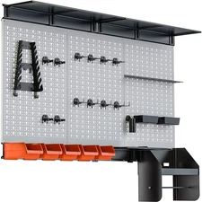 TORACK Pegboard Wall Organizer 4 ft. Garage Metal Utility Tool Storage Kit with