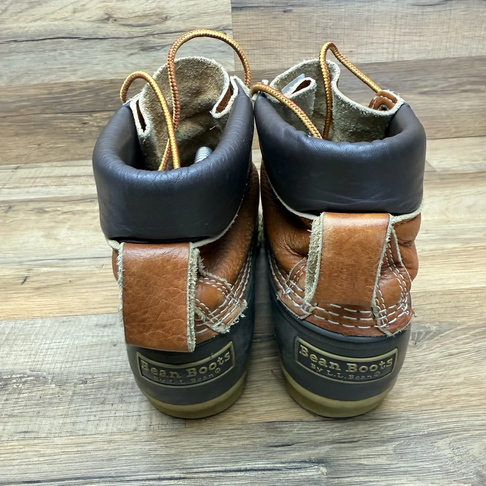 LL Bean  Women Size 9 Brown Leather Boots 6" Padded Collar Hunting Duck Boot - Image 3 of 4