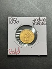 1856 $1 One Dollar Indian Princess AU+ Slanted 5 U.S. Gold Type Coin (Raw19140)