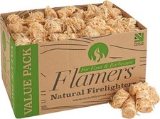 Flamers Natural Wood Wool Fire lighters 200 Pack UK Made for BBQ & Fires places. 0.10 per lighter