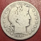 1898-S Barber Silver Half Dollar. Free Shipping