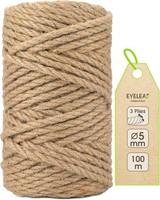 Juteschnur 5Mm Dick, 100M Rolle, Naturfarbe, Bastel- & Gartenschnur