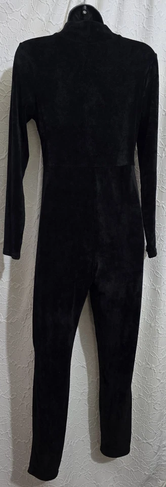 Roma Concepts Womens Black Velour Front Zip Jumpsuit Size Large Sexy Modern - Image 2 of 4