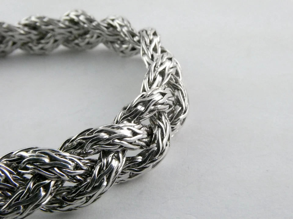 Brazalete de cadena de plata esterlina John Hardy con cierre tachonado de zafiro negro de 7 pulgadas Foto 3 de 4