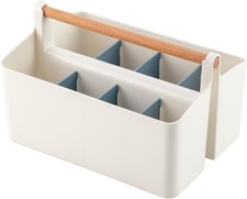 Large Portable Basket with Handle, Plastic Craft Storage Organizer Caddy Tote