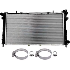 Aluminum Radiator w/ CU2311 Universal Oil Hose Clamps For 2001-04 Dodge Caravan