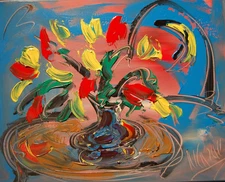 FLOWERS   █ MODERN CANVAS  original  painting ABSTRACT ART █NO RES██eVECE