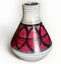 Vintage Scheurich 3135 W Germany Ceramic Vase Red Black Geometric Mid Century