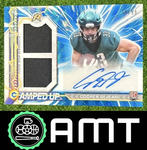 Cooper DeJean RC Jersey Auto 2024 Topps Resurgence 18/99 Amped Up Blue Surge