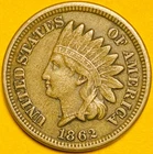 1862 U.S. INDIAN HEAD PENNY CENT 1c COIN (XF-Extra Fine), Full "LIBERTY"