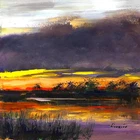 LANDSCAPE Oil painting contemporary 8x8 UKRAINE