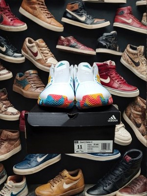Adidas Court Vision 2 Basketball Shoes White Yellow Teal Multicolor FY9379 M-11