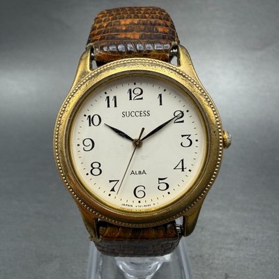 Seiko Alba Success Watch Men 31mm White Dial Gold Tone V721-6010 New Battery