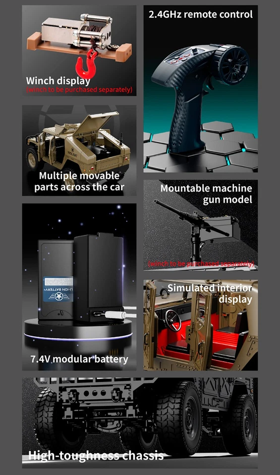JJRC C8835 Jeep 2.4G 4WD 6KM/H 50M Entfernung Seilwinde Offroad RC Crawler Auto - Bild 3 von 4